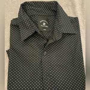 Beverly Hills Polo Club Black Shirt with Blue Pattern